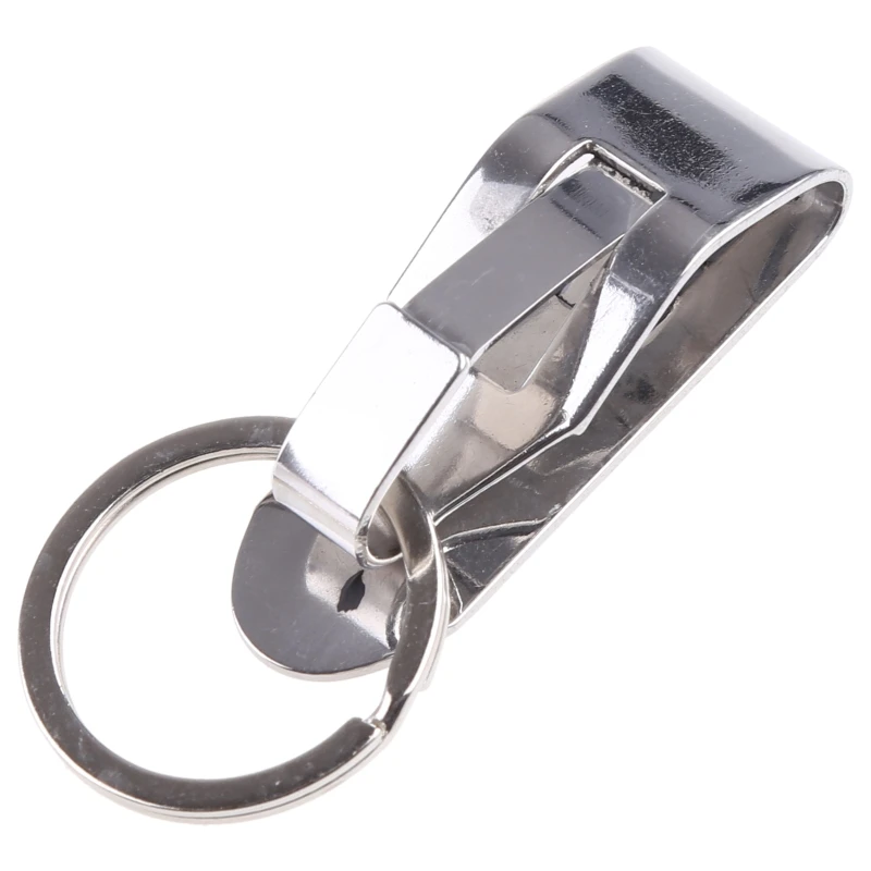 Dual Ring Secure Belt Clip Key Holder with Metal Hook Keychain