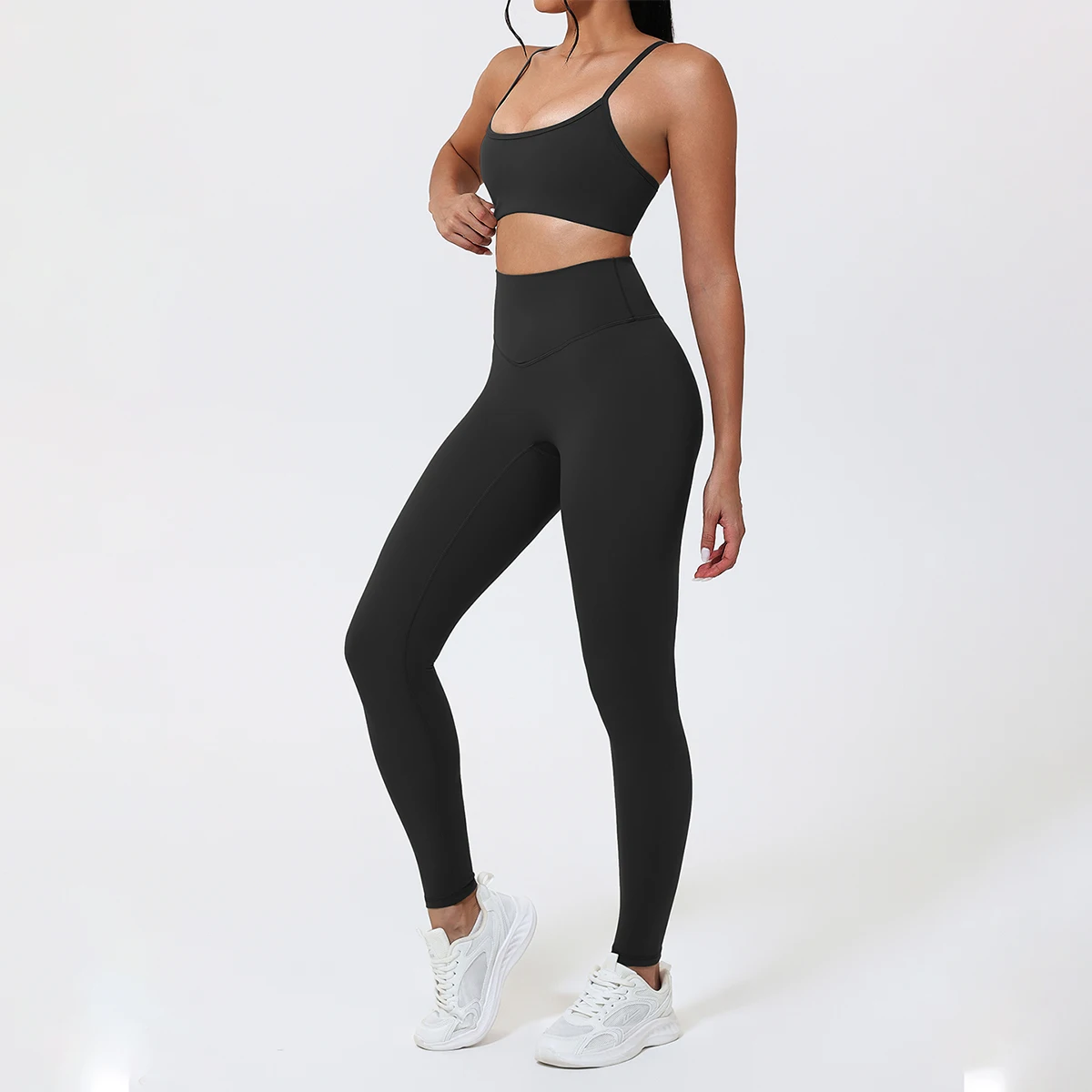 Hearuisavy 2Pcs Sports Bra Set Women Gym High Waist Running Fitness Leggings Breathable Anti-Shock Back Support Yoga Top Female - תמונה 4