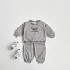 Spring Autumn Kids Clothes Girls Set Korean Fashion Letter Embroidery Hoodies Sweatshirts+Sweat Pants Children Boys Clothing Set 5