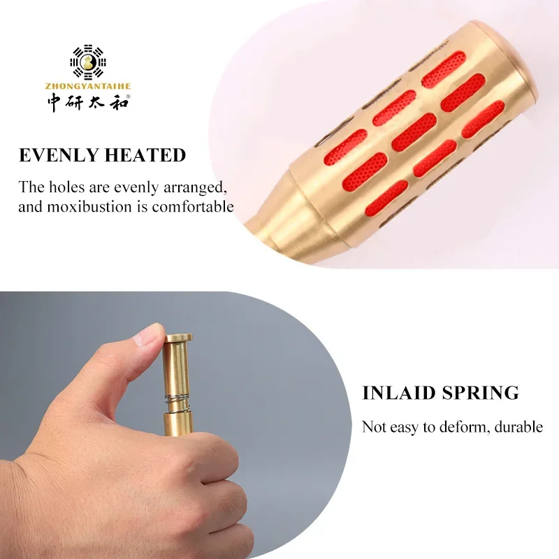 ZHONGYAN TAIHE Copper Moxibustion Rod Back Moxibustion Massage Stick Rotary Massage Heating Acupuncture Point Cure Pain