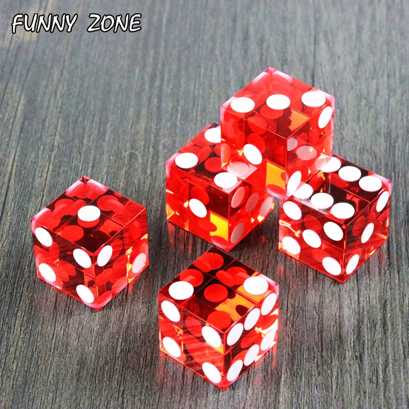 Game Dice 5pcs of 19mm Casino Dice with Razor Edges and Matching Serial Numbers Clear Translucent D6 Royal Craps