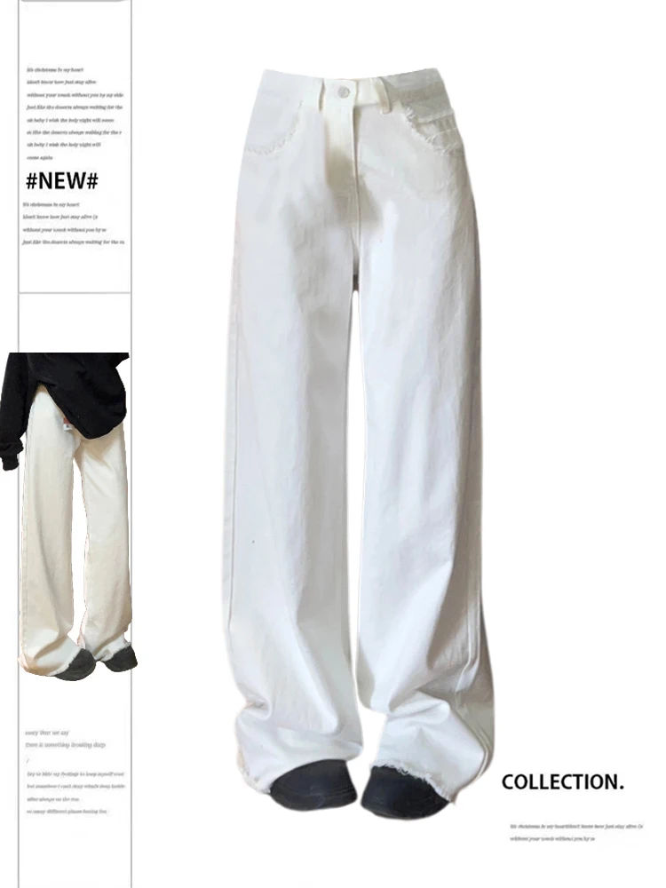 

Женские белые джинсы в стиле Харадзюку, в уличном стиле, мешковатые джинсовые брюки оверсайз, Широкие джинсовые брюки Y2k, винтажная одежда в стиле 1920-х