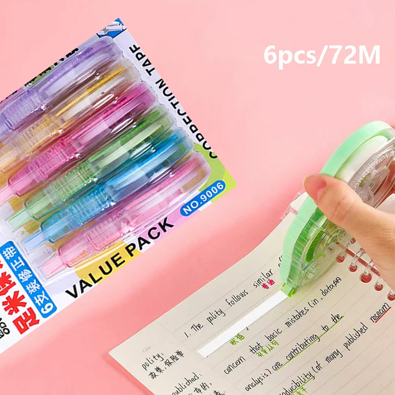 6 pcs correction tape, total 2834.65 inches, affordable package, large capacity correction tape，office school supplies
