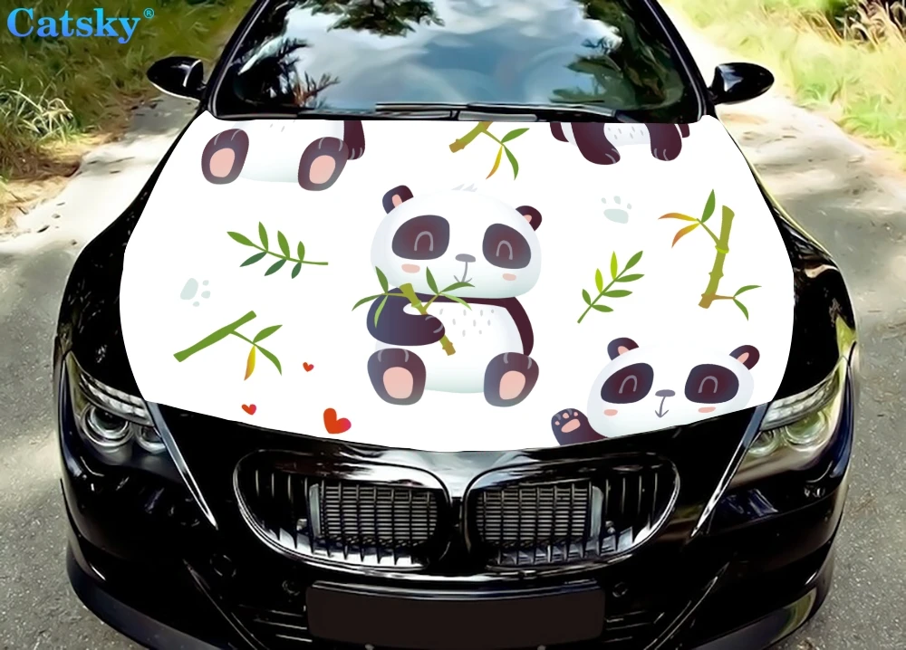 

Panda, panda car sticker, panda sticker,Car Floor Mats,Car hood wrap lion decal, bonnet vinyl sticker, full color graphic decal