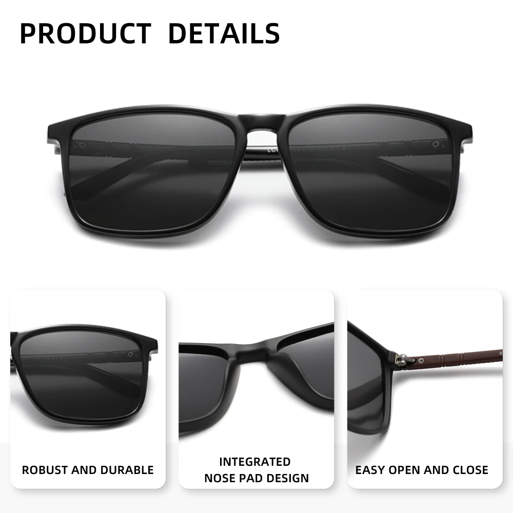 Men Rectangle Sunglasses UV400 Polarized