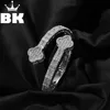 THE BLING KING Double Four Leaf Clover Cuff Bracelet For Women Prong Setting Baguette Cubic Zirconia Bangle Luxury Y2K Jewelry 1