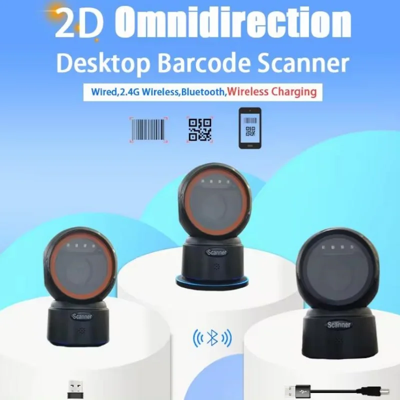 Omnidirection 2D Desktop Barcode Scanner Read 1D 2D Qr Code for Supermarket Store
