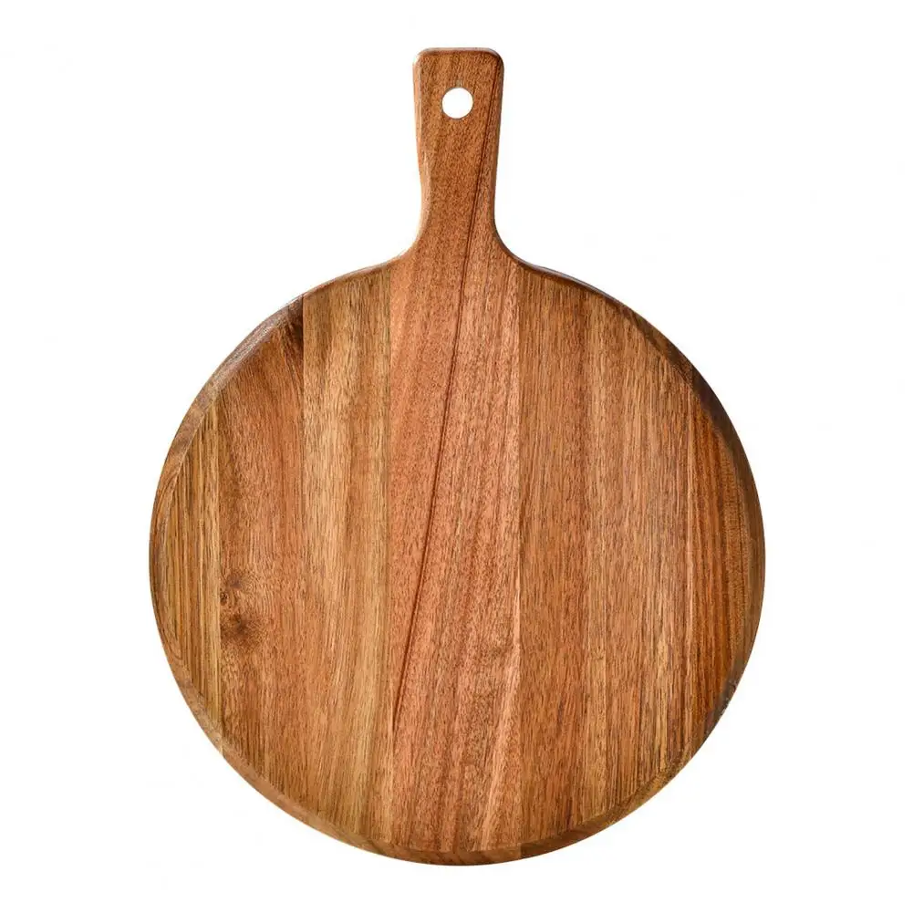 Wooden Pizza Pan Long Handle Round Multifunction Cutting Chopping Board Vegetable Cake Bread Dessert Steak Meat Serving Tray