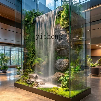 ZC hotel lobby flowing water waterfall water curtain wall window landscape shopping mall sales department decoration
