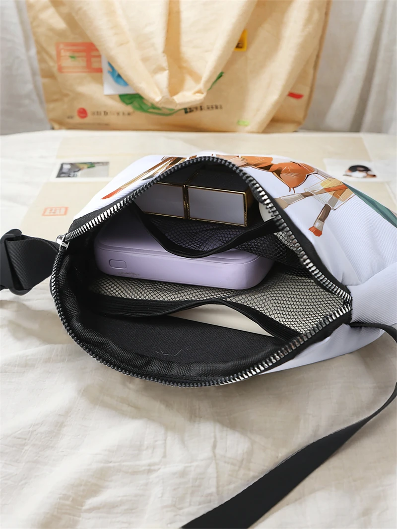 1pc,sleeping kitten fashionable adjustable crossbody bag, neutral sports waist bag, suitable for running