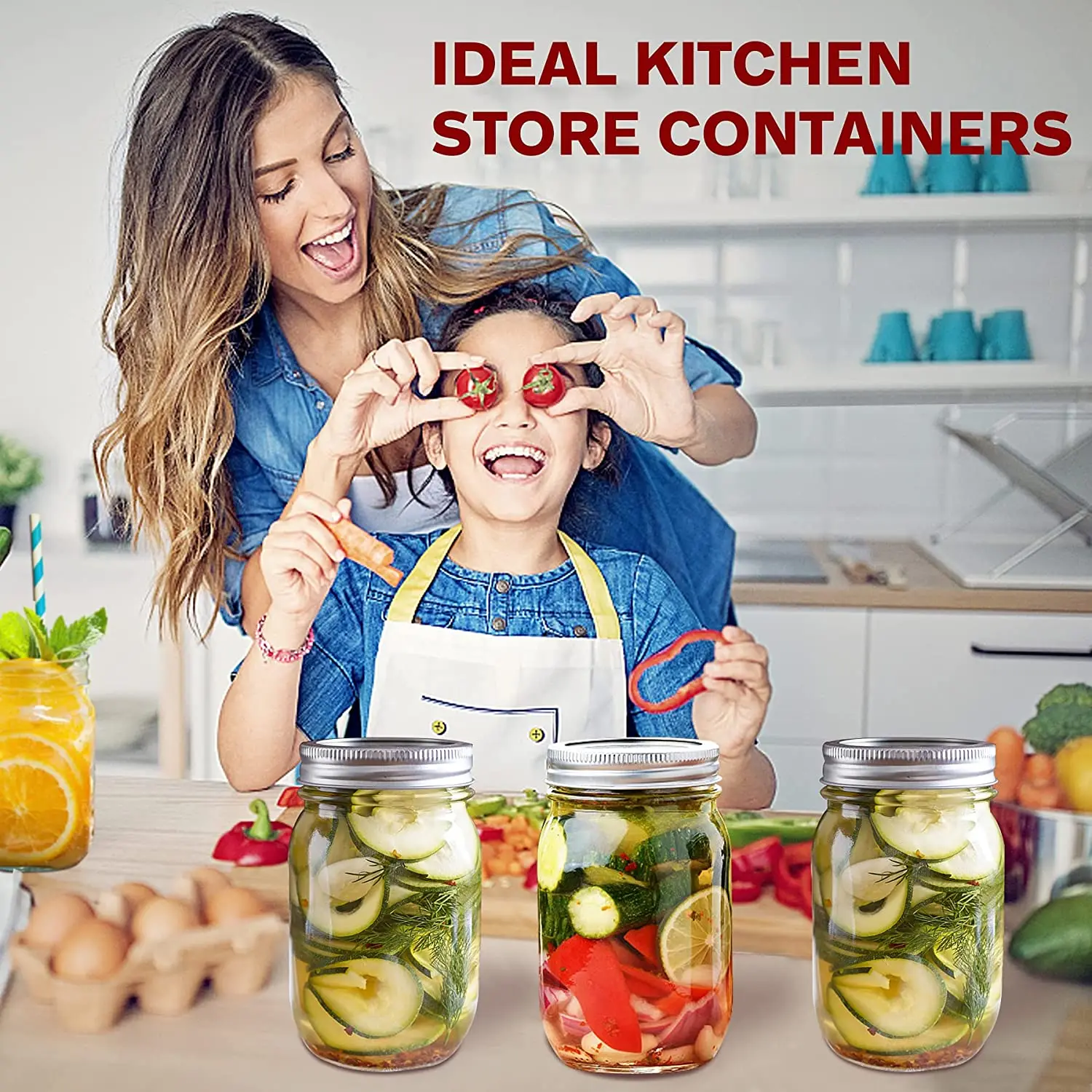 450ML  Regular-Mouth Glass Mason Jars with Metal Airtight Lids and Bands for Canning, Preserving, & Meal Prep 6