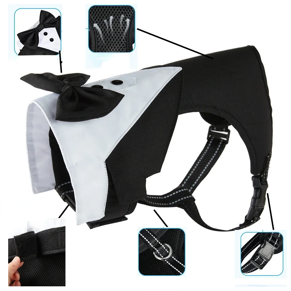Dog Costume Set Gentleman Dog Clothes Wedding Party Suit Formal Shirt For Small Dogs Bowtie Tuxedo Puppy Costume Pet