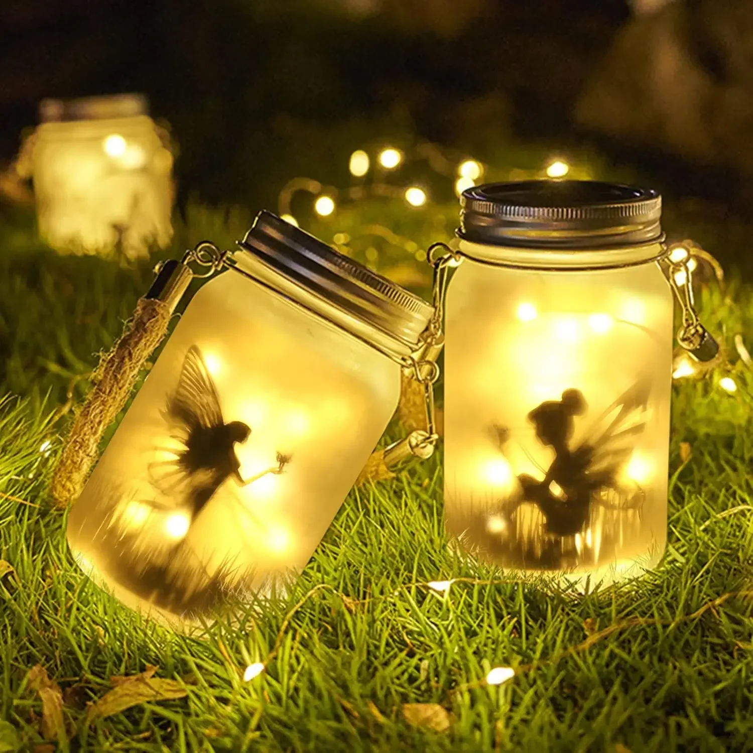 Solar Mason Jar Fairy Lights Waterproof IP65 Hanging Garden Lantern Lamp