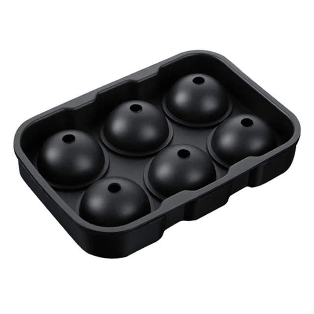 Silicone Ice Cube Trays Round Ice Cube Mold Spheres Ice Ball Maker (6 Round  Ice Ball Black)