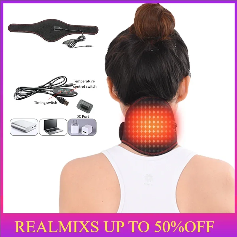 

Электрический бандаж для шеи с подогревом, терапевтический ремешок для снятия симптомов усталости шеи и облегчения боли, защита для шеи
