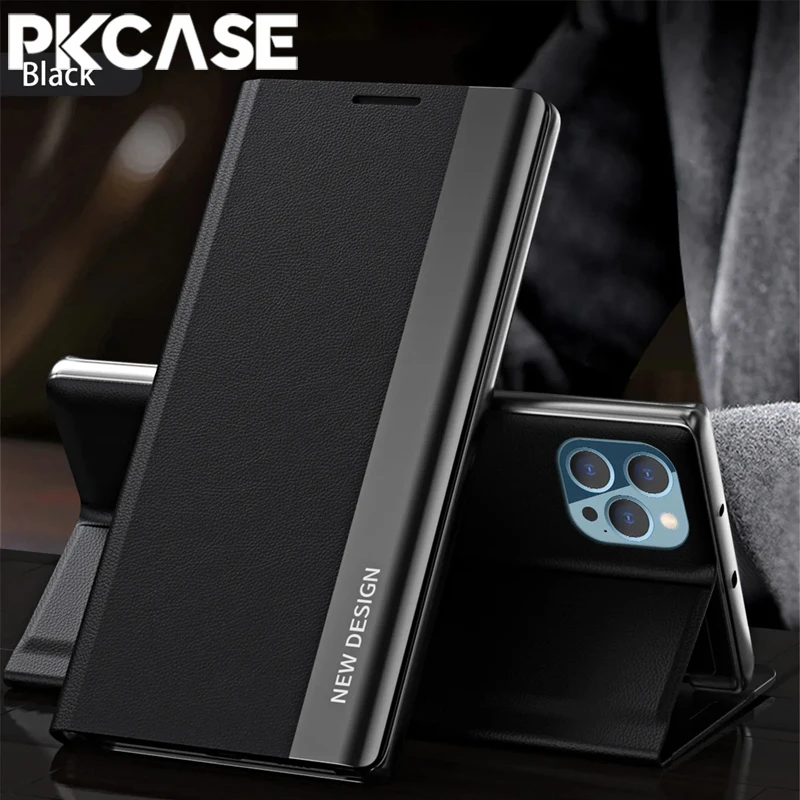 PKCASE Magnetic Flip Leather Phone Case with Bracket Cover
