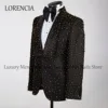 Customized  Bead Crystals Men Suits Slim Fit Groom Wedding Tuxedos 3 Pieces Sets Bridegroom Prom Blazers Fashion Terno Masculino 3