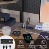 Twin Size Loft Bed with U Shaped Desk LED Loft Metal Bed Frame with and Led Lights Twin  Charging Station and Storage Shelves 5