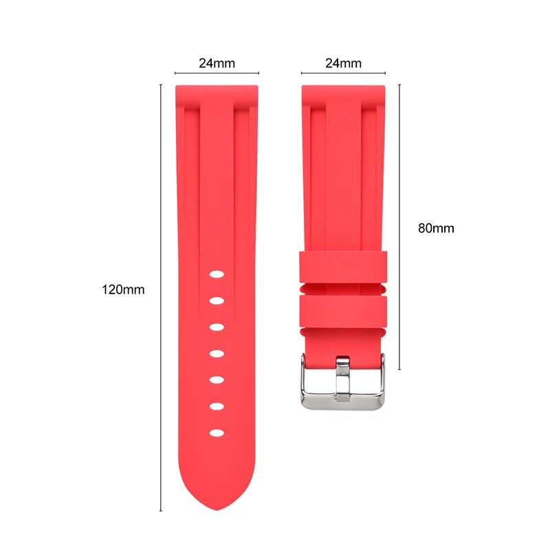 Waterproof Silicone Sport Watch Strap - Universal Rubber Bracelet Belt, Multiple Sizes Available