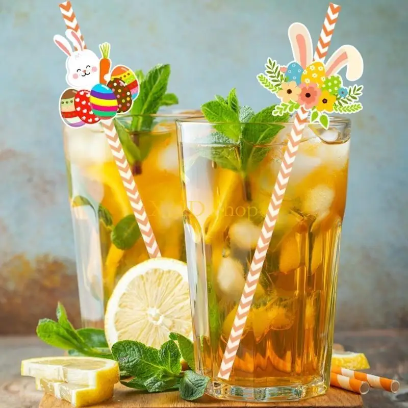 X22D Pack Of 24 Stripe Paper Disposable Straw Drinking Straw for Birthday Party Use