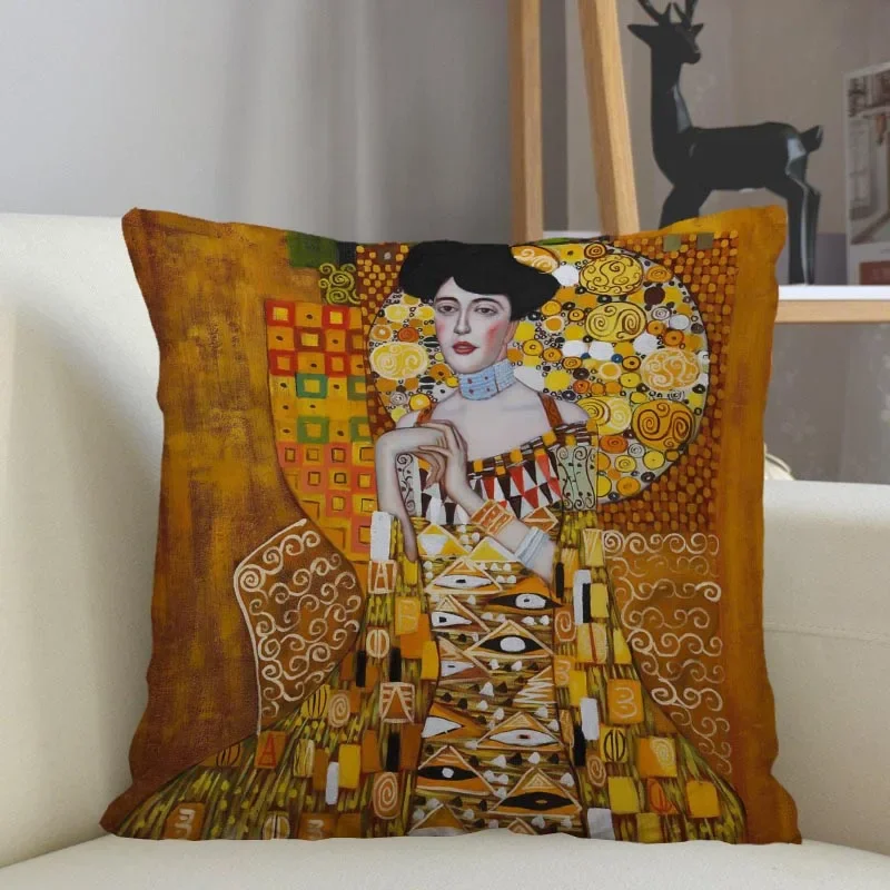 Elegant Gustav Klimt Art Satin Pillowcase - Home & Office Decor Cushion Cover 40x40cm