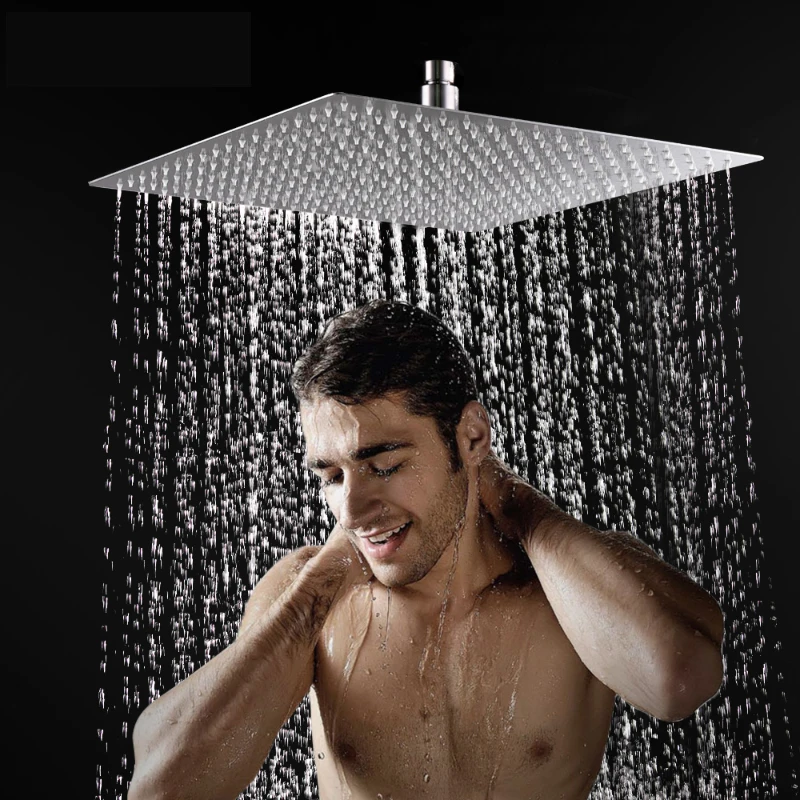 468InchLargeSquareShowerHeadStainlessSteelHighPressure