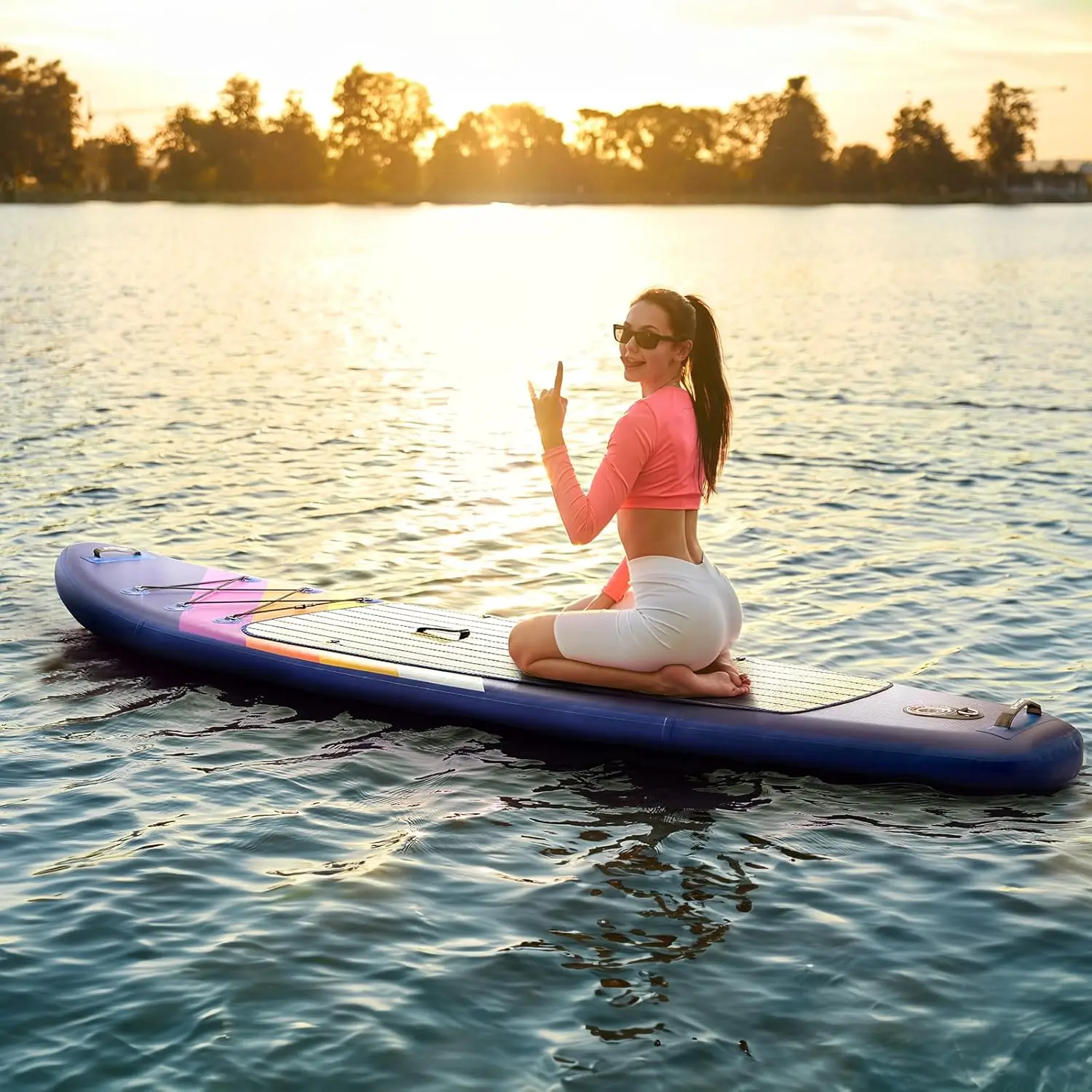 Inflatable Paddle Board for Adults 10'6'' Stand Up ,Non-Slip Deck Blow up Paddle Boards with Adjustable Pa