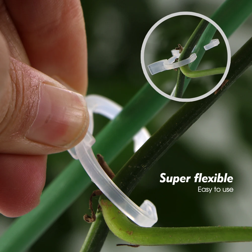 Clear Clip Plant Support Clamp Clip Transparent Plastic Garden Fixture Gripper Great Flower Vine Vegetable Lever Loop Hold Stems