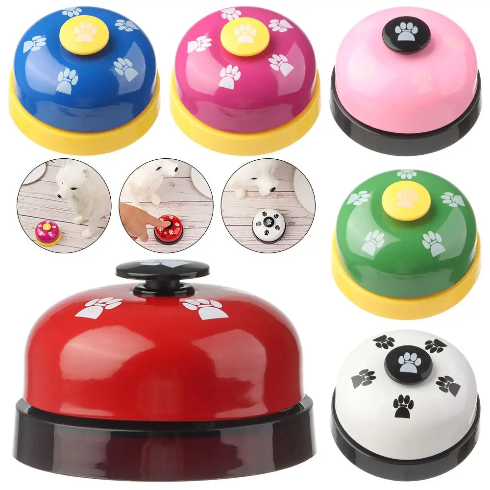 New Metal Pets Bell Ring Bar Service Cat Pattern Feeding Calling Bells Puppy Potty Toilet Training Footprint Dog Supplies |