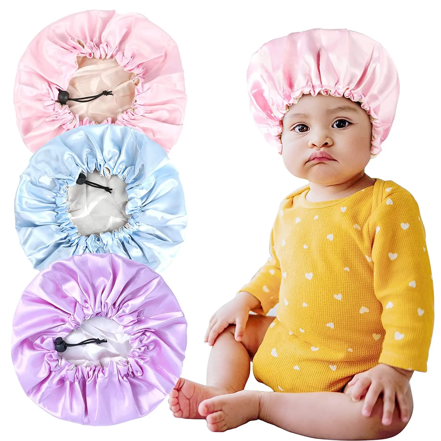 Kids Soft Reversible Satin Bonnet Night Sleep Cap Adjustable Sleep Cap For Curly Hair Silky Double Layer Night Hats For Children