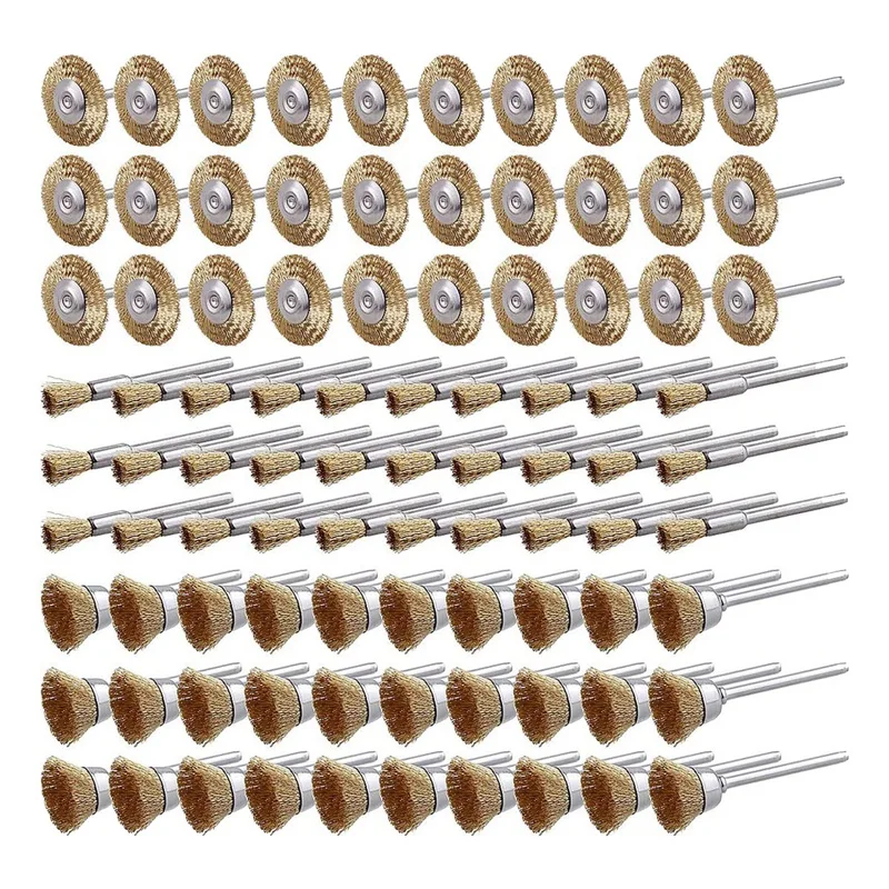 

90 Pcs Pen-Shaped Steel Wire Wheel Brush Set For Rust Removal Stripping Polishing