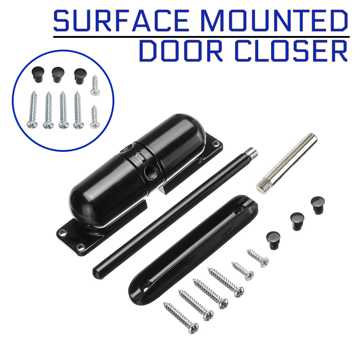 Superfície Ajustável Porta Mais Próxima Mola ao ar Livre Elastic Loaded Black Gate Closer