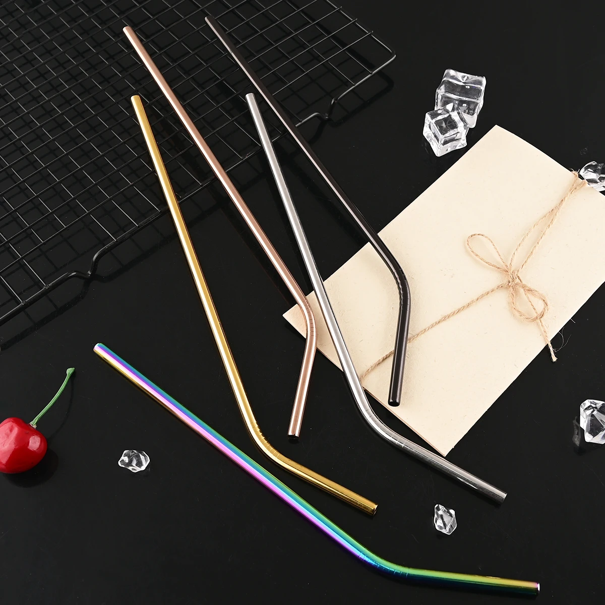 Reusable Stainless Steel Drinking Straws Set - 9 Piece Kit for Beverages & Cocktails