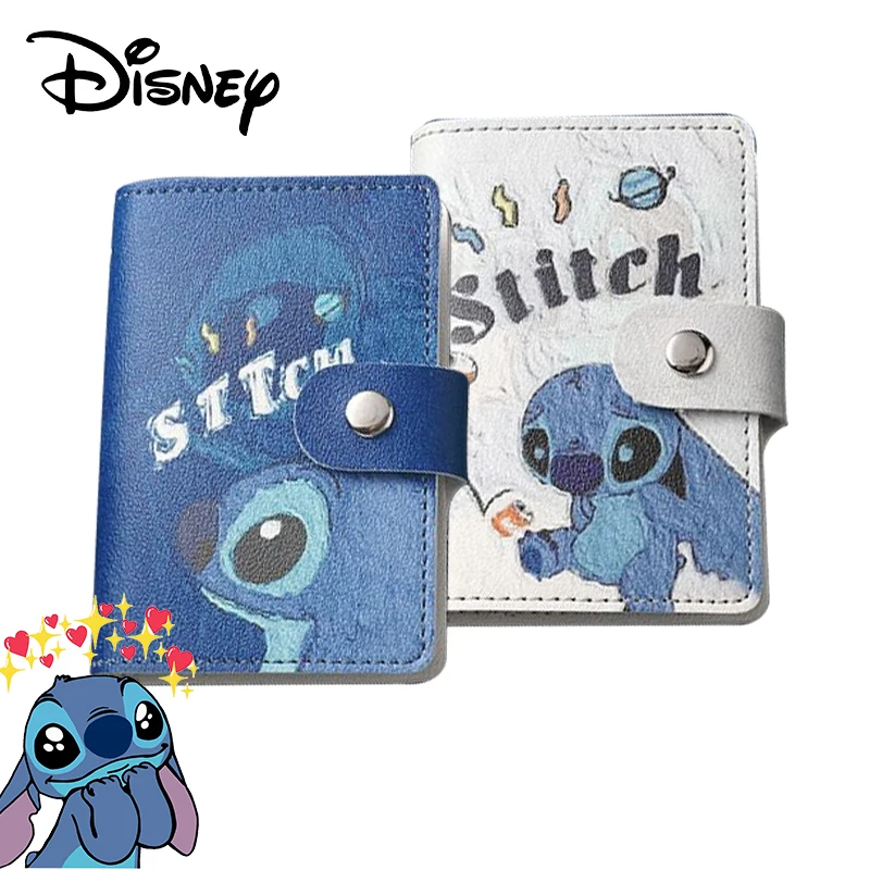 

Disney Stitch Women's PU Leather Bags Bank Card Bag Cartoon Stich Driver's License Document Clip Credit Card & ID Holders