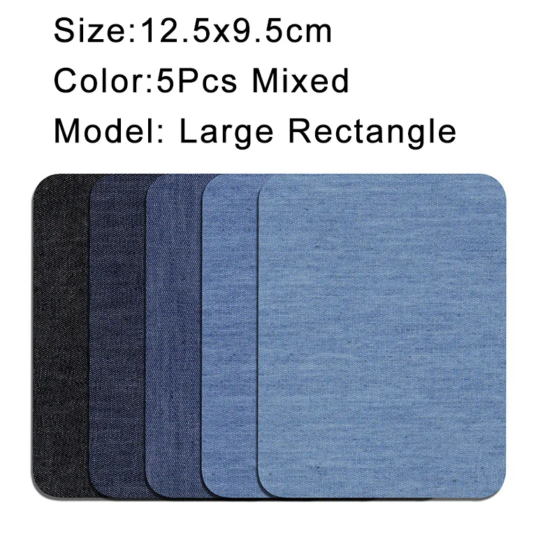 Denim Iron-On Patch Set: Self-Adhesive Blue Cotton Repair Patches