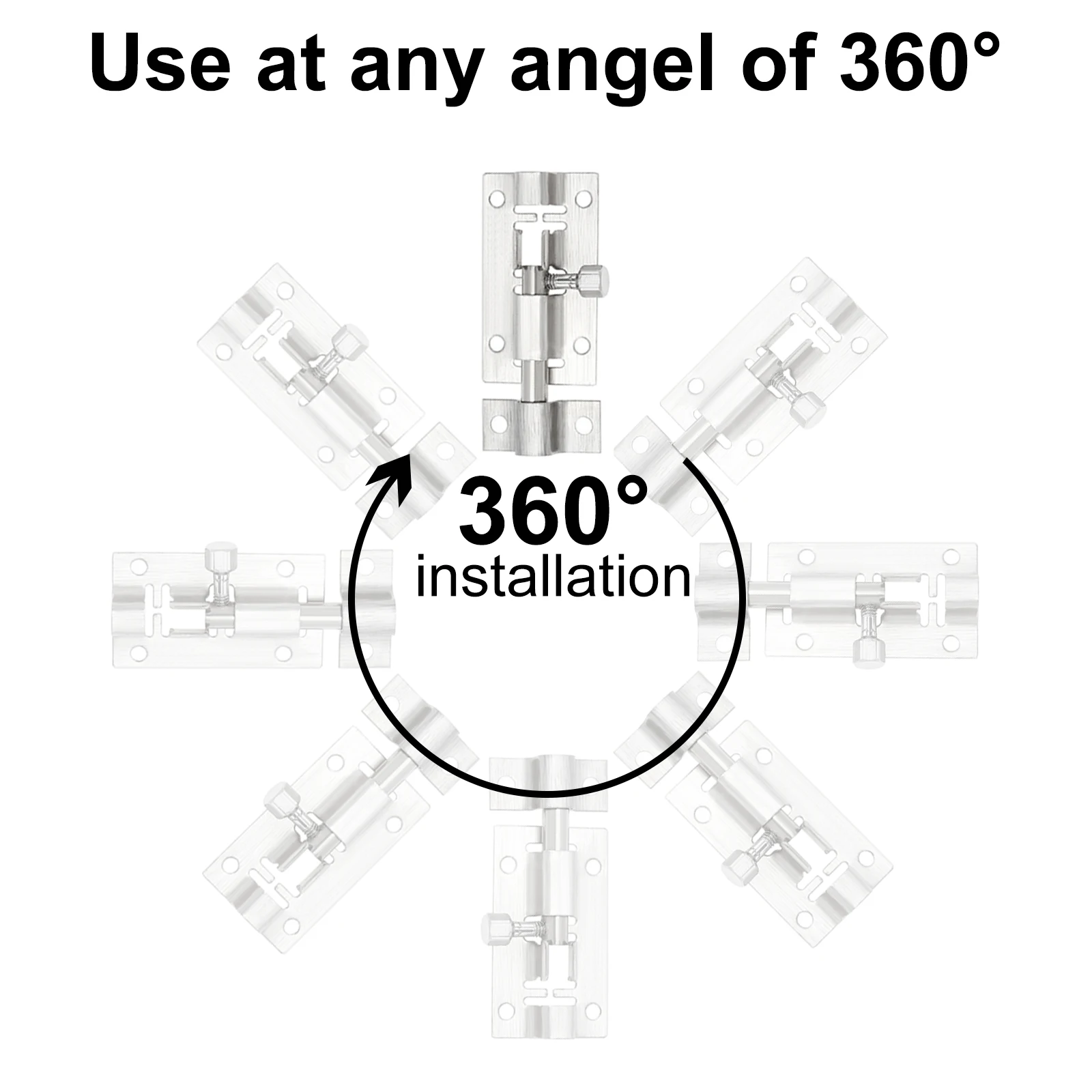 Door Latch 1.5 / 2 / 3 Inch Door Gate Safety Lock Stainless Steel Thickened Security Bolts Home Hardware Windows Latch Screws