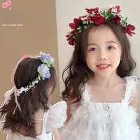 Fille couronnes de fleurs guirlande couronne diadème mariage Baroque bandeau cheveux fleur couronne mariée bandeau fée princesse cheveux diadèmes 3