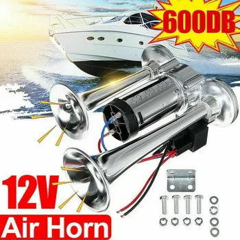 600DB Horn 12V Super Loud Car Electric Horn Dual Trumpets Air Horn Speaker For Car SUV Vehicle Boat Train Motorcycle RV Truck 1