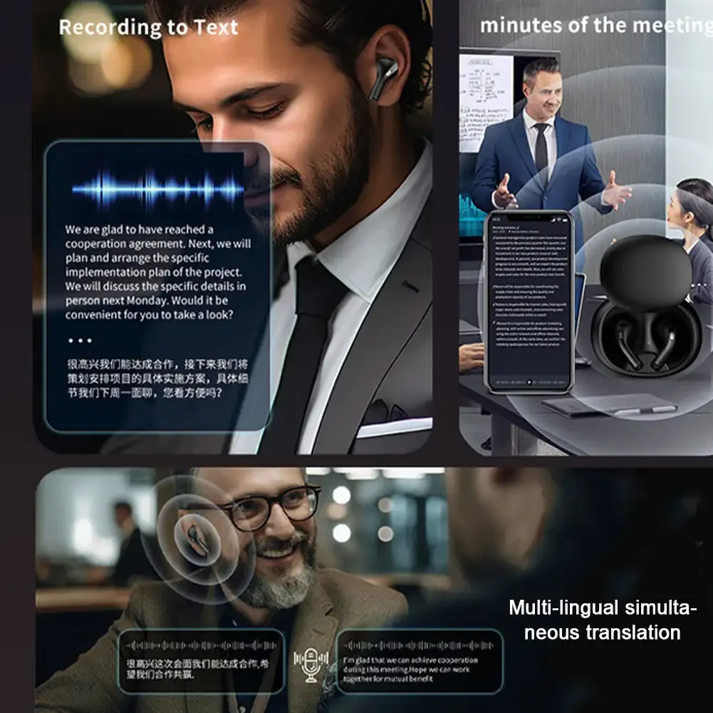 AI Intelligent Translation Bluetooth Headset OWS Hanging Earphones Wireless Stereo Sports Gaming High Accuracy Headphones