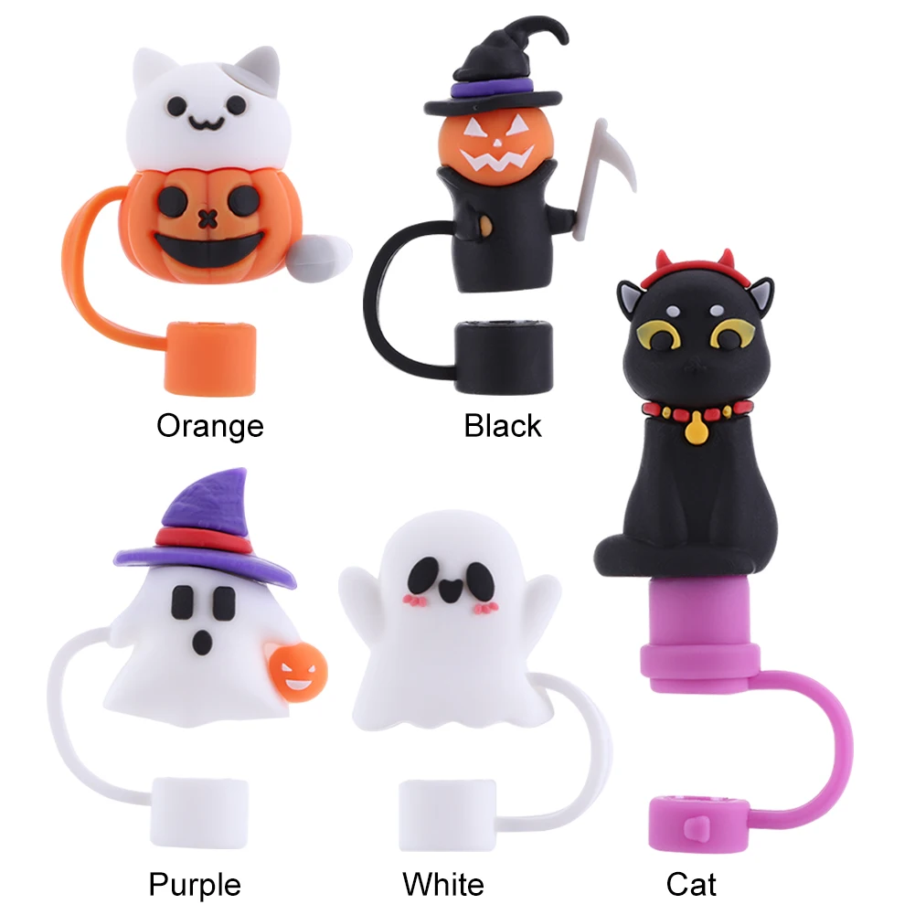 Silicone Halloween Straw Tips Protectors Reusable Funny Tumbler Straw Plugs Dust-Proof for Stanley 30/40oz Tumbler Accessories