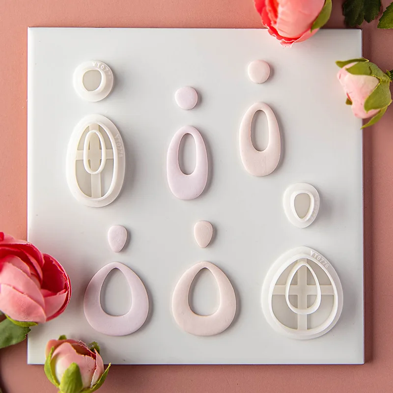 Geometry Series Simple Shape Polymer Clay Earring Cutting Molds Lace Hollow Jewelry Pendant Clay Cutters DIY Decoration Making,polymer clay cutter