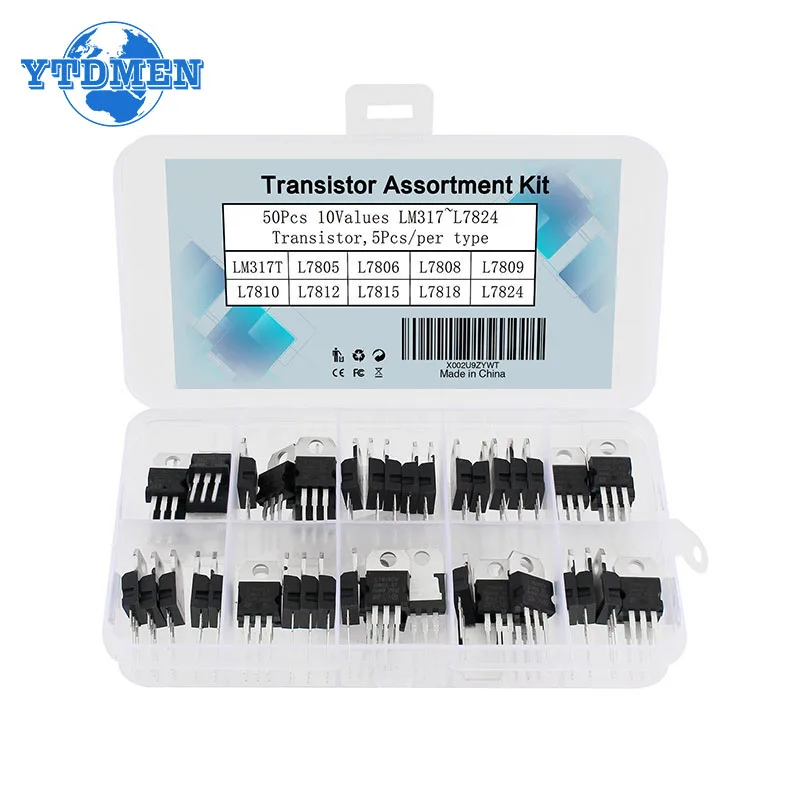 Transistor Kit transistors kit Mosfet LM317T L7805 L7806 L7808 L7809 L7810 L7812 L7815 L7818 L7824 Voltage Regulator TO220 Transistors 50pcs/set