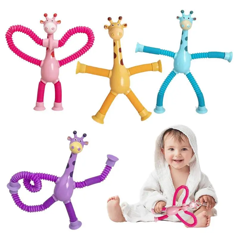 

Telescopic Suction Cup Giraffe Shape Changing Giraffe Telescopic Tube Toy Interactive Toy Gifts For Kids