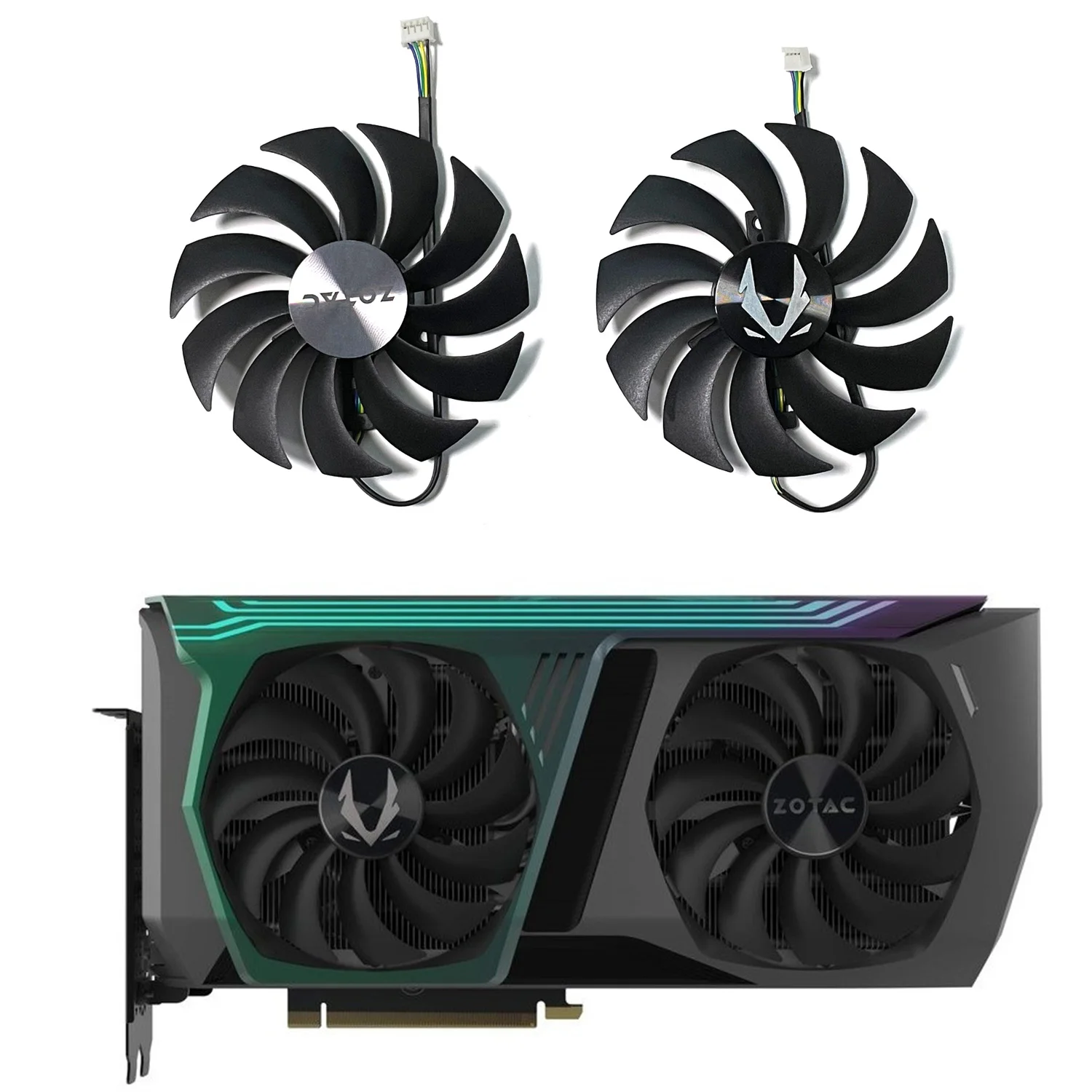 2 Pack 100Mm Gaa8S2U 0045A 4 Pin Rtx 3070 Gpu Cooler Per Zotac Gaming Geforce Rtx 3070 Amp Holo Graphics Cooler