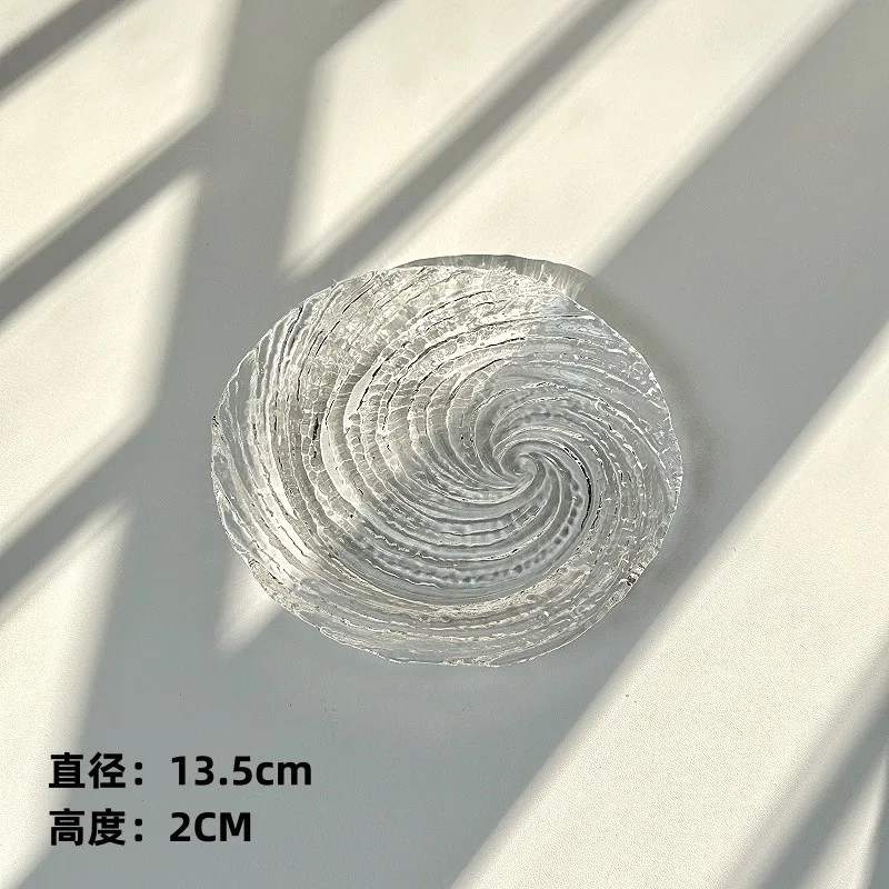 Transparent Water Ripple Glass Plate Nebula Breakfast Dessert Dish Home Fruit Salad Cake Plate Kitchen Tableware