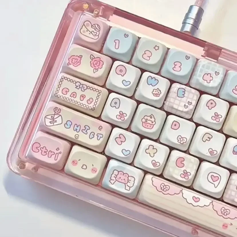 Teclado Mecânico Keycap Perfil Roa Coelho Pbt Keycaps Cute Dye-sub Interruptor mx Presente 123 Chaves - Imagem 5