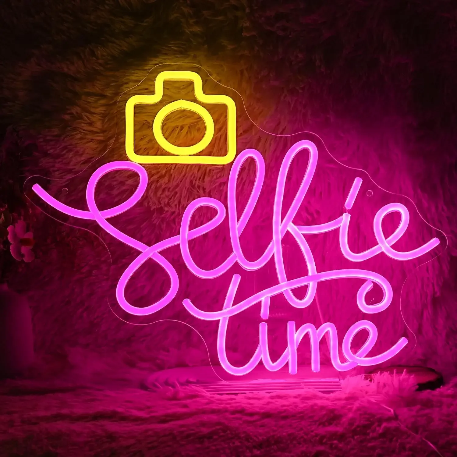 Selfie Time Neon Sign LED Camera Neon Light Sign for Wall Decor USB Power for Photographic Studio Bedroom Room Decor Party Gifts