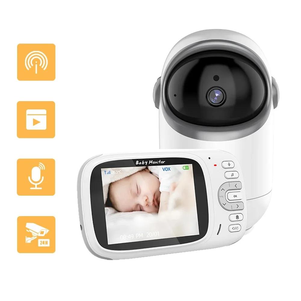 

3.2 Inch Video Baby Monitor With Pan Tilt Camera Wireless Security Night Vision Temperature Monitoring Intercom Nanny Babysitter