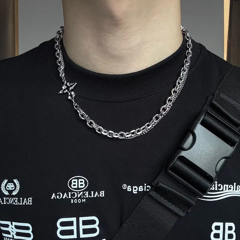 Vendite calde Collana con croce scura Moda uomo Stile punk Acciaio al titanio Non sbiadisce Bracciale da donna di fascia alta Set di gioielli Accessori 3