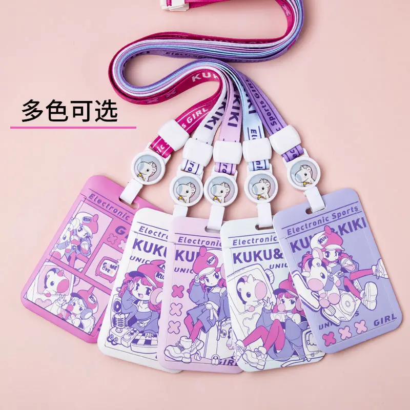 1pcs Cute Student School Business Supplies Name Pass ID Card Case Electronic Sports Girl Gift Badge Holder with Scalable Lanyard hot princess girls sports shoes cartoon cute chunky sneakers breathable light weight mesh shoes running white trainers 26 37